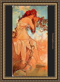 Mucha Framed Paintings - Summer by Alphonse Maria Mucha