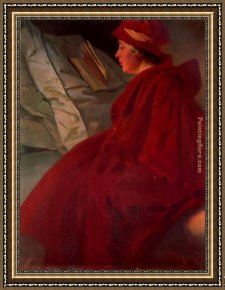 Mucha Framed Paintings - The Red Cape by Alphonse Maria Mucha