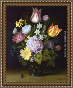 Elders Framed Paintings - Flowers in a Vase by Ambrosius Bosschaert the Elder