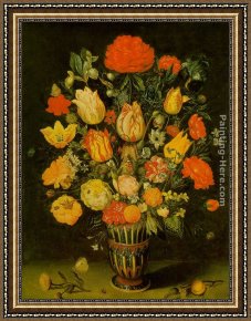 Elders Framed Paintings - Still-Life of Flowers by Ambrosius Bosschaert the Elder