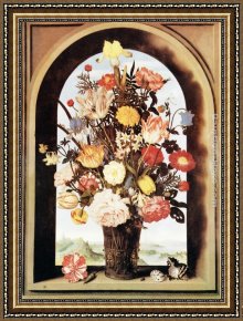 Elders Framed Paintings - Vase of Flowers by Ambrosius Bosschaert the Elder