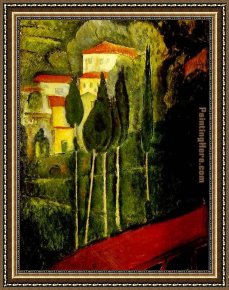Western Landscape Framed Paintings - Landscape by Amedeo Modigliani