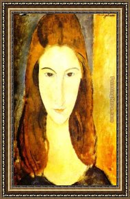 Portrait of Mrs Abney Framed Paintings - Portrait of Jeanne Hebuterne 2 by Amedeo Modigliani