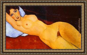 Nude Framed Paintings - Reclining Nude by Amedeo Modigliani