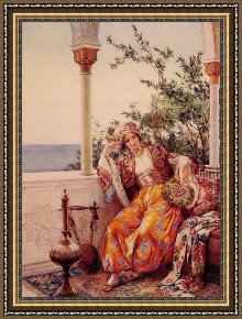 A Venetian Balcony Framed Paintings - On the Balcony by Amedeo Momo Simonetti