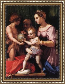 Corn Festival, (la Fiesta Del Maiz) Framed Paintings - Holy Family by Andrea del Sarto