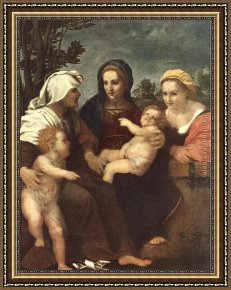 The Mystic Marriage of St. Catherine Framed Paintings - Madonna and Child with Sts Catherine by Andrea del Sarto