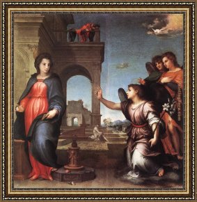 Corn Festival, (la Fiesta Del Maiz) Framed Paintings - The Annunciation by Andrea del Sarto