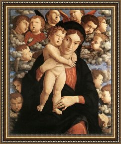 Madonna Framed Paintings - The Madonna of the Cherubim by Andrea Mantegna
