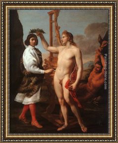 Apollo Framed Paintings - Marcantonio Pasquilini Crowned by Apollo by Andrea Sacchi