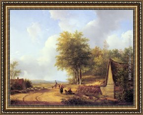 Andrea I Appiani Framed Paintings - The Country Road by Andreas Schelfhout
