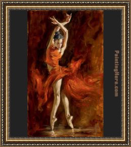 Ballet Framed Paintings - Fiery Dance by Andrew Atroshenko