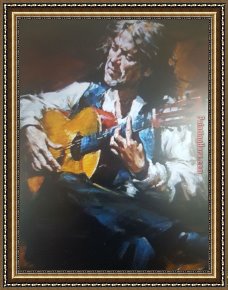 Guitar with Clarinet Framed Paintings - Flamenco Guitar by Andrew Atroshenko