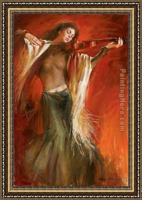 Guitar And Music Pape Framed Paintings - Lost in Music by Andrew Atroshenko