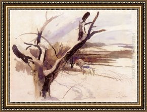 A Farmyard Scene in Winter Framed Paintings - Winter Farm Scene by Andrew Wyeth