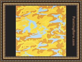 Composition II in Red Blue And Yellow Framed Paintings - Camouflage orange yellow blue by Andy Warhol