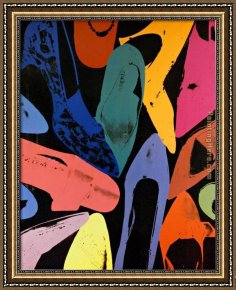 The Blue Window Framed Paintings - Diamond Dust Shoes Lilac Blue Green by Andy Warhol