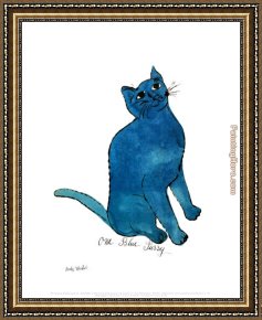 The Blue Window Framed Paintings - One Blue Pussy by Andy Warhol