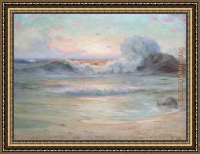 The Angel And Tobias with The Fish Framed Paintings - OCEAN SUNSET by Angel Espoy