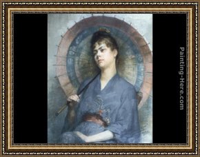 Woman with a Parasol 1 Framed Paintings - Woman with a Japanese Parasol by Anna Bilinska Bohdanowicz