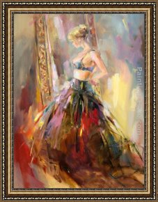 Anna at The Bar Framed Paintings - Black Gown by Anna Razumovskaya