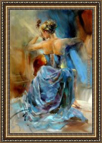 Anna at The Bar Framed Paintings - Blue Note 1 by Anna Razumovskaya