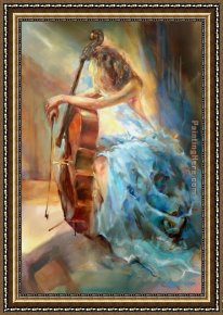 The Blue Window Framed Paintings - Blue Note 2 by Anna Razumovskaya