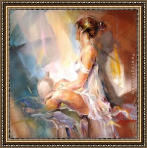Anna at The Bar Framed Paintings - Melody Reflection by Anna Razumovskaya