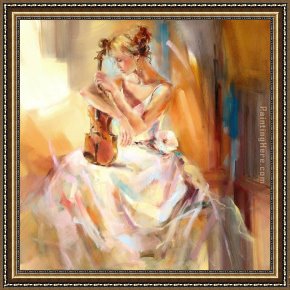 Anna at The Bar Framed Paintings - White Note 3 by Anna Razumovskaya