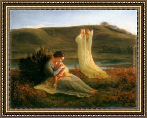 Le Poeme De L'ame - Le Vol De L'ame Framed Paintings - Le Poeme de l'ame - L'Ange et la mere by Anne-Francois-Louis Janmot