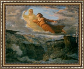 Le Poeme De L'ame - Le Vol De L'ame Framed Paintings - Le Poeme de l'ame - L'Ideal by Anne-Francois-Louis Janmot