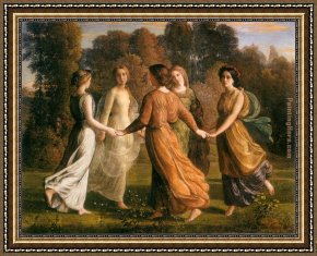 Le Poeme De L'ame - Le Vol De L'ame Framed Paintings - Le Poeme de l'ame - Rayons du soleil by Anne-Francois-Louis Janmot