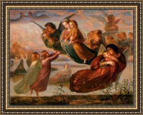 Le Poeme De L'ame - Le Vol De L'ame Framed Paintings - Le Poeme de l'ame - Souvenirs du ciel by Anne-Francois-Louis Janmot