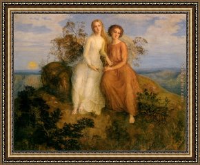 Le Poeme De L'ame - Le Vol De L'ame Framed Paintings - Le Poeme de l'ame - Un Soir by Anne-Francois-Louis Janmot