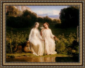 Le Poeme De L'ame - Le Vol De L'ame Framed Paintings - Le Poeme de l'ame - Virginitas by Anne-Francois-Louis Janmot