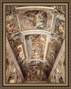 Annibale Carracci Framed Paintings - Farnese Ceiling Fresco by Annibale Carracci