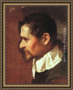 Annibale Carracci Framed Paintings - Self-Portrait in Profile by Annibale Carracci