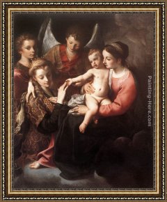 The Mystic Marriage of St. Catherine Framed Paintings - The Mystic Marriage of St Catherine by Annibale Carracci