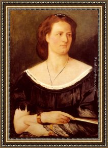 Portrait of a Monk of The Benedictine Order, Holding a Skull Framed Paintings - Portrait Of A Lady Holding A Fan by Anselm Friedrich Feuerbach