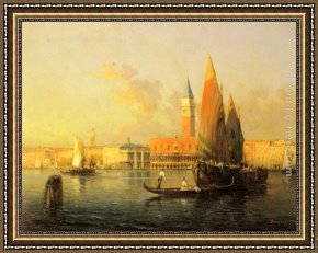 Antoine Framed Paintings - A View of Venice from Isola di S. Georgio by Antoine Bouvard
