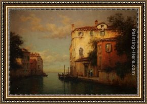 Antoine Framed Paintings - Canal Scene - Venice by Antoine Bouvard