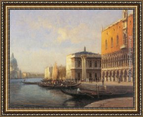 Antoine Framed Paintings - Venice Promenade de Vantle Palaisdes Doges by Antoine Bouvard