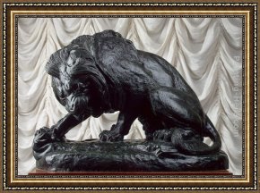 Antoine Framed Paintings - Lion and Serpent by Antoine Louis Barye