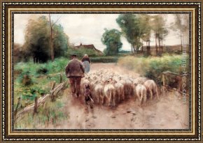 Bringing in The Hay Framed Paintings - Bringing Home The Flock by Anton Mauve