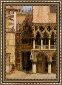 Port of Valencia Framed Paintings - Port Della Carta Doges Palace by Antonietta Brandeis