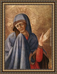 Crucifixion Framed Paintings - Crucifixion with Mary and St John the Evangelist (detail) by Antonio Da Firenze