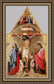 Antonio Paoletti Framed Paintings - Crucifixion with Mary and St John the Evangelist by Antonio Da Firenze