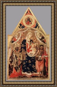 Madonna And Child with Saints And Angels Framed Paintings - Madonna and Child with Saints by Antonio Da Firenze