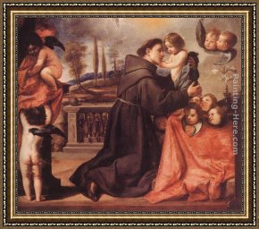 Padua Framed Paintings - St Anthony of Padua with Christ Child by Antonio de Pereda