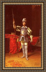 Hussar Russian Guard Corps Framed Paintings - Keeping Guard by Antonio Fabres y Costa
